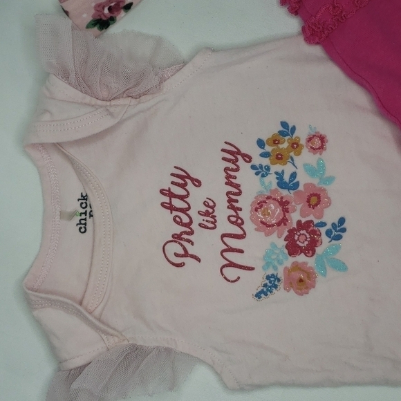 𝅺5/$30 CHICK PEA Mommy Bodysuit Ruffle Sleeves + Leggings + Floral headband - Picture 2 of 5